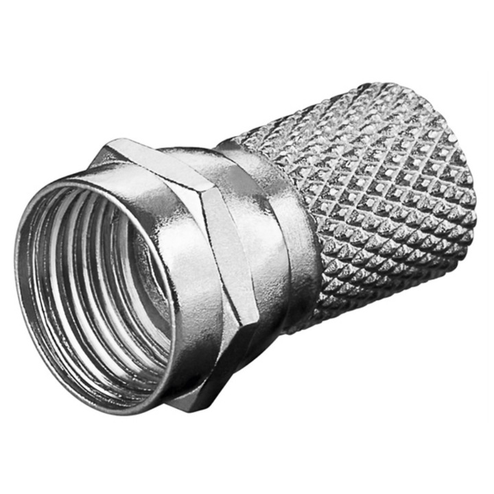 Set 10 x Mufa tip F Goobay, Metal, 7 mm, Argintiu