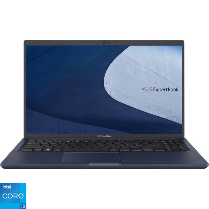 Laptop ASUS ExpertBook B1 B1500CBA cu procesor Intel® Core™ i5-1235U pana la 4.40 GHz, 15.6'', Full HD, 16GB DDR4, 1TB SSD, Intel® Iris® Xe Graphics, No OS, Star Black