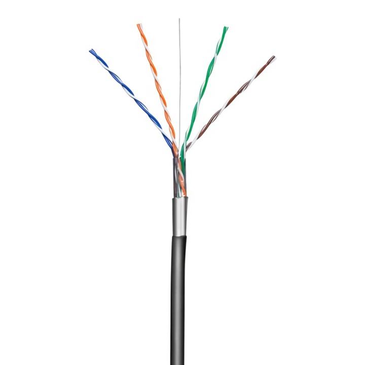 Мрежов кабел F/UTP Goobay, CAT 5e, 100 м, черен
