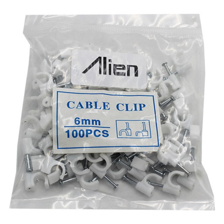 Set cleme cui 6mm pentru cablu UTP, 100buc