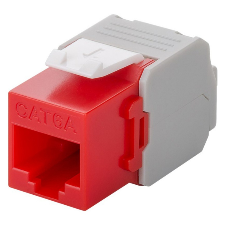 Goobay Keystone модул, RJ45, CAT 6A, UTP, сив / червен