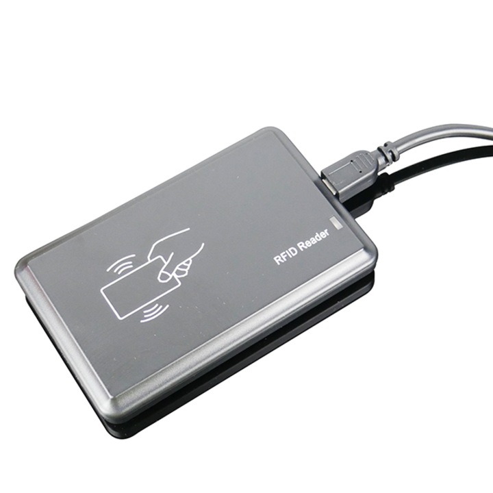 Cititor de carduri RFID cu fir USB 125 kHz HD-RD20X, cititor carduri, RFID, cititor NFC, cititor extern, scanner RFID, gestionare stocuri, solutie pentru birouri, gestionare inventar, urmarire bunuri, dispozitiv compact