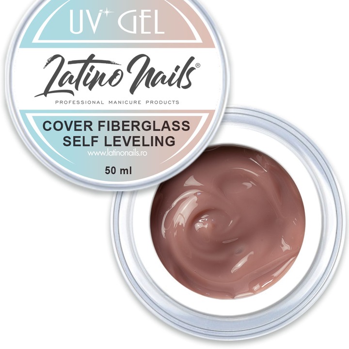 Gel de constructie cu fibra de sticla Cover Fiberglass Self Leveling, Latino Nails, nude, 50 ml