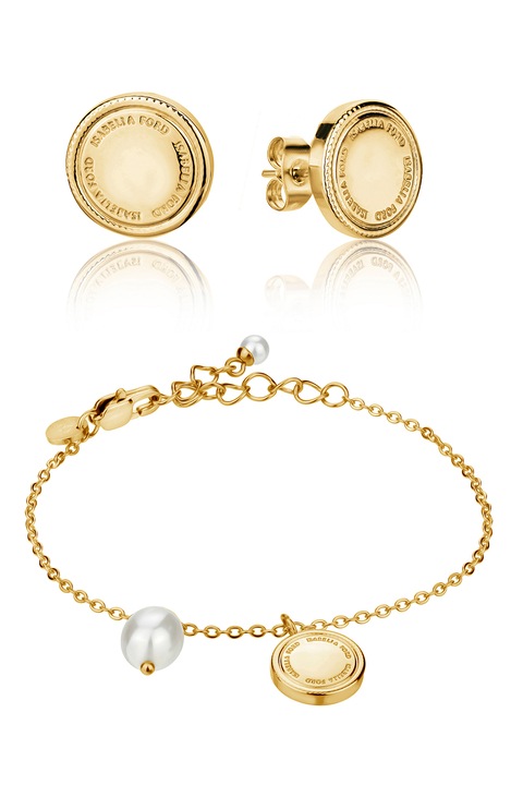 Isabella Ford, Set de bratara si cercei, Alb, Auriu