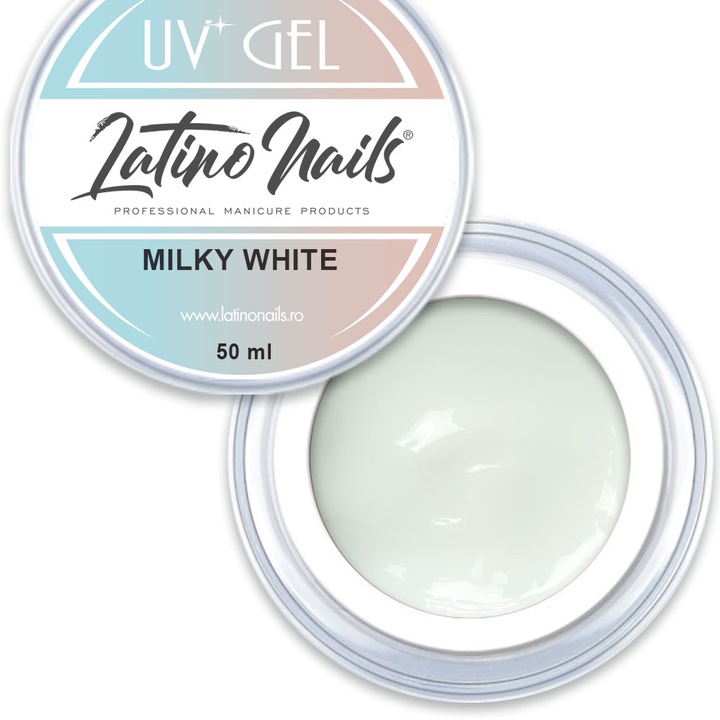 Gel de constructie Milky White, Latino Nails, pentru babyboomer, alb intens, 50 ml