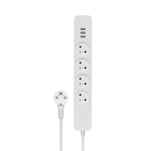 Prelungitor Savio LZ-12, Protectie la supratensiune, 4 Prize cu impamantare, 3 porturi incarcare rapida USB-A, Buton ON/OFF, 1.5 m, Alb