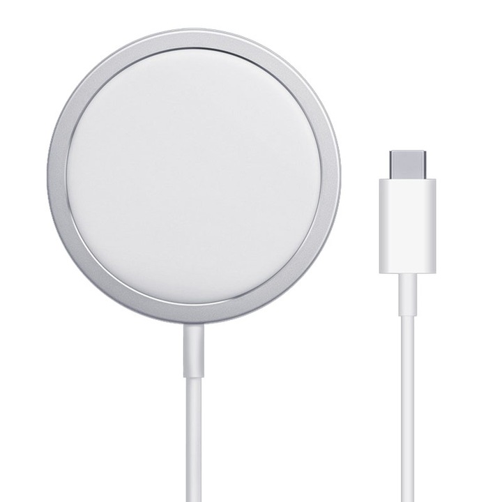 Безжично зарядно MagSafe, съвместимо с Apple, бяло
