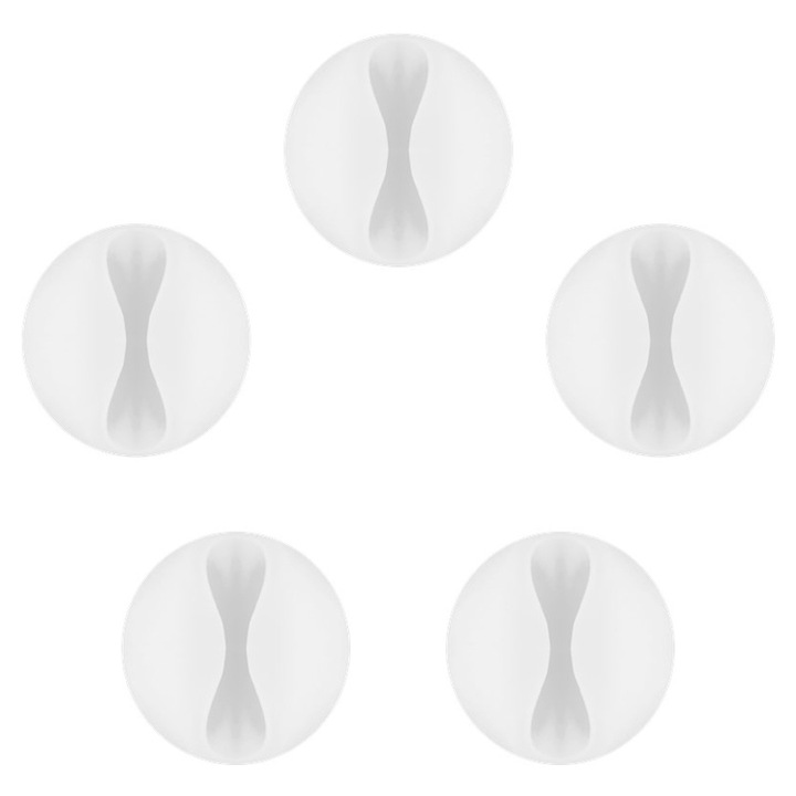 Комплект 5 органайзера за кабели Goobay, Силикон, Бял