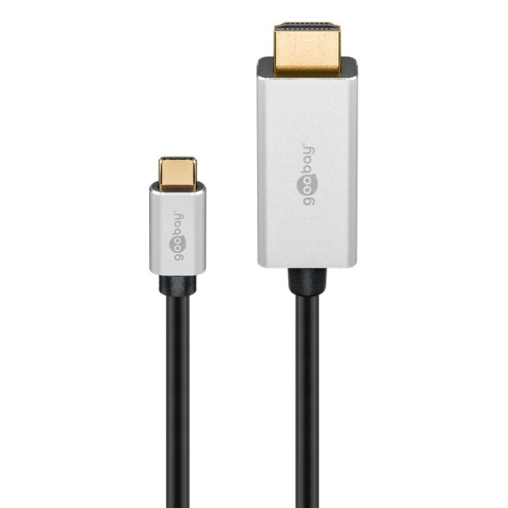 Кабел, Goobay, USB-C/HDMI, меден, 3 м, черен