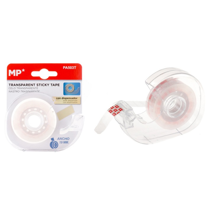 Set Banda adeziva tip scotch cu Baza, MP, Plastic, 19 mm, Transparent