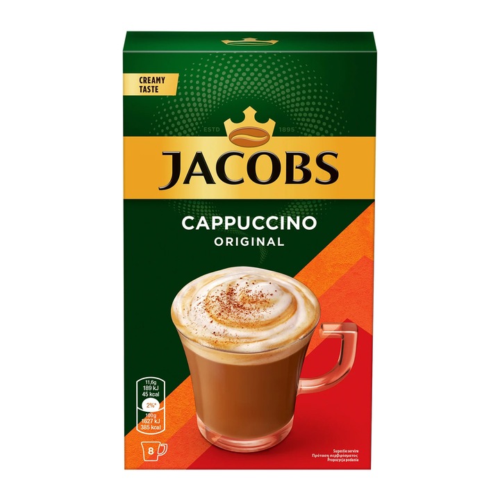 Eredeti instant kapucsínó, Jacobs, 11,6 g x 8 tasak