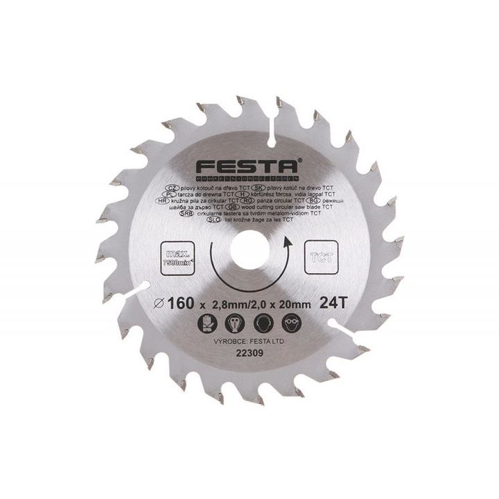 Panza circulara placata 160 x 2.8 x 20 mm 24Z Festa 22309