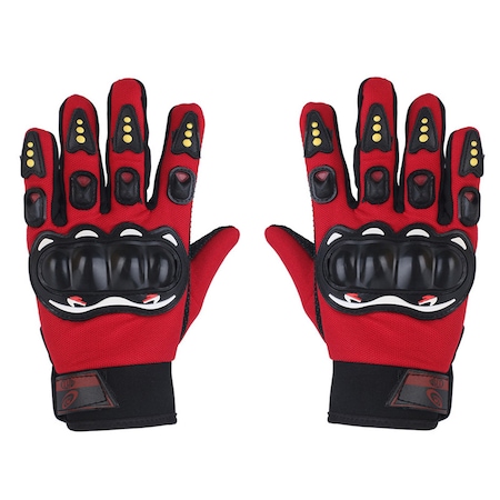 Manusi moto/atv/bicicleta cu protectii, ASKSA, Marime universala, Rosu/Negru