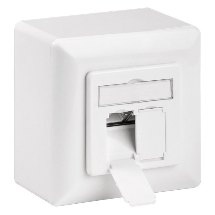 Стенен контакт, Goobay, 2xRJ45, 80x80mm, бял
