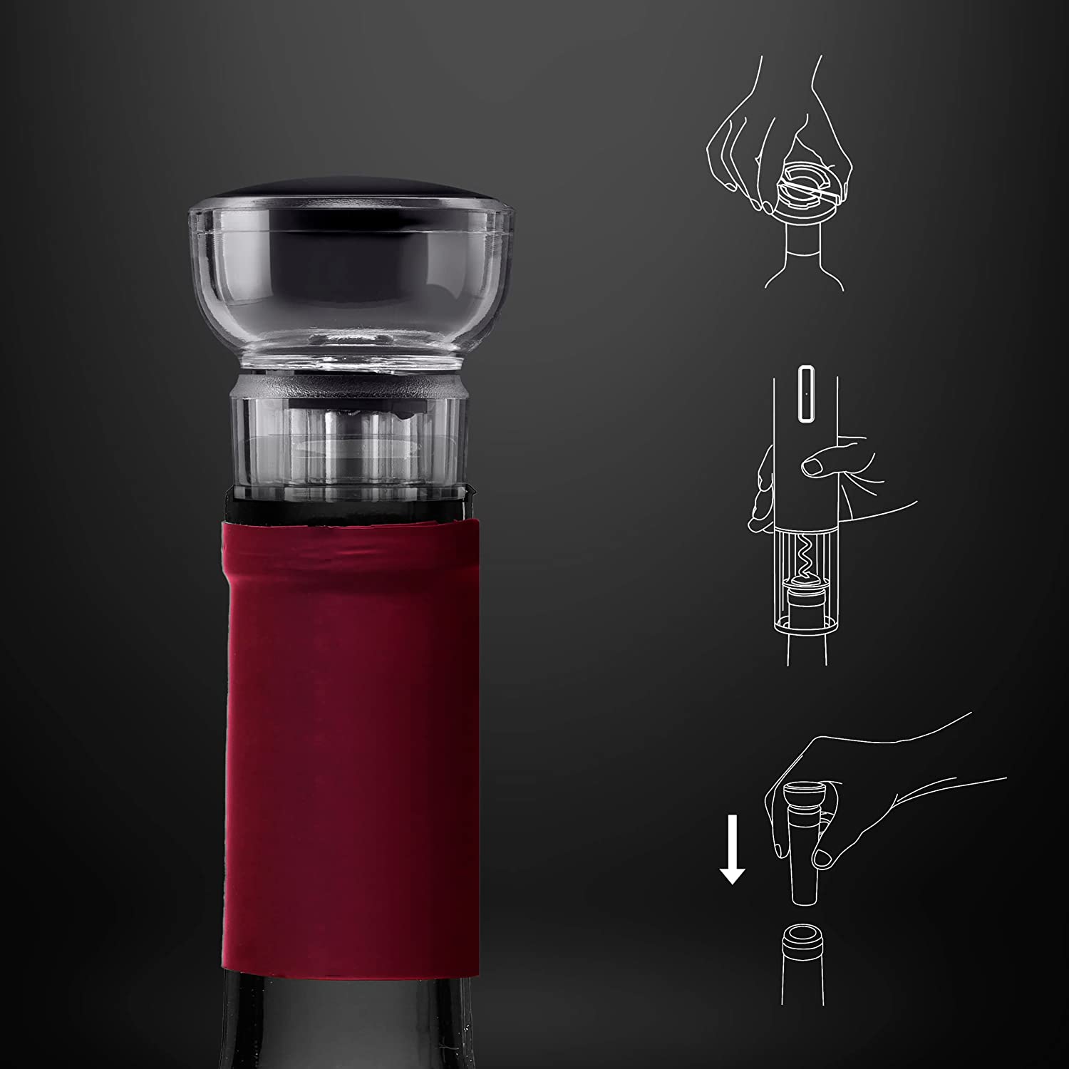 Електрически тирбушон Ufesa, EASY OPEN, LED светлина, функция напред ...