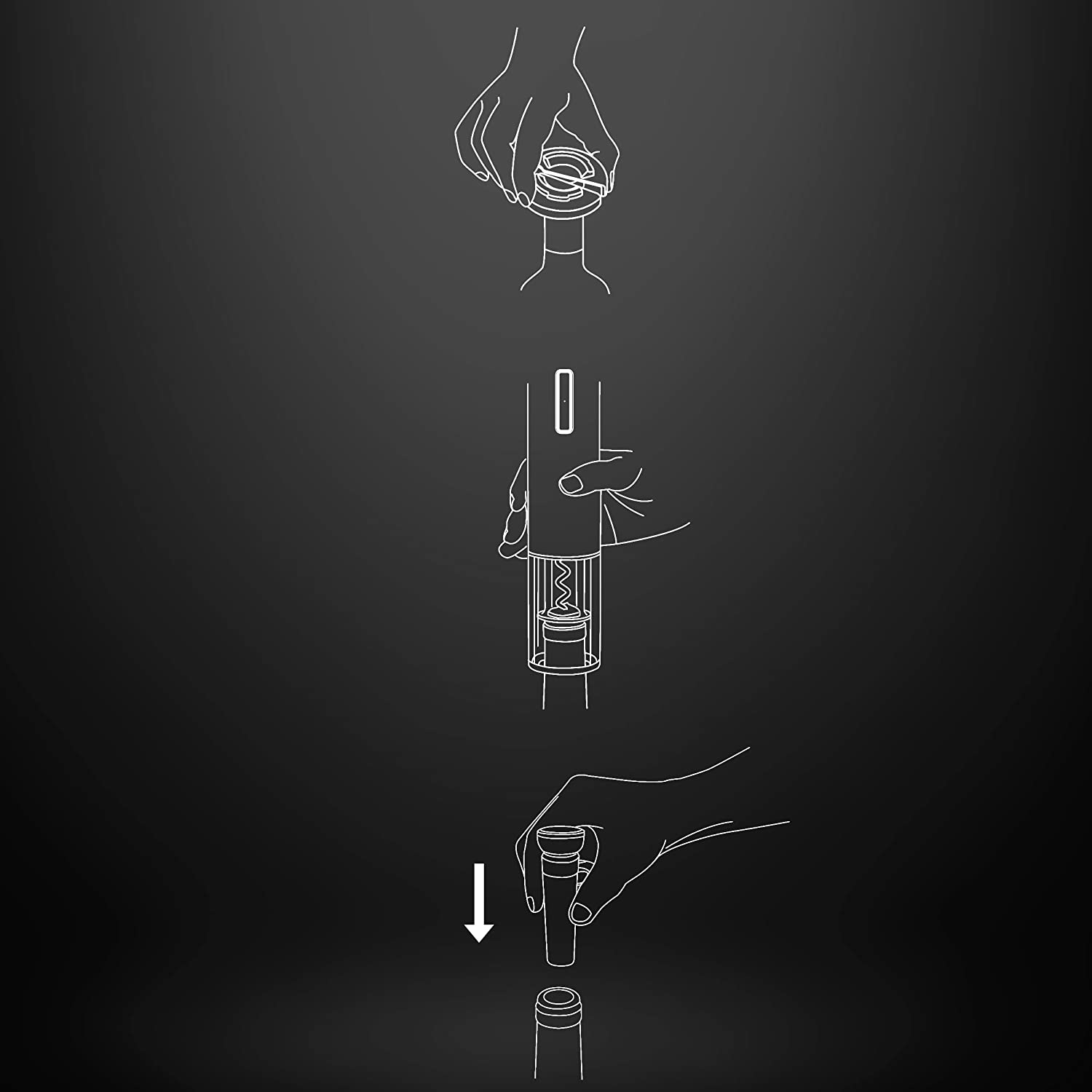 Електрически тирбушон Ufesa, EASY OPEN, LED светлина, функция напред ...