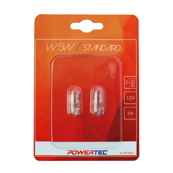 К-т халогенни крушки, M-Tech, W5W, 12V, W2.1x9.5d, 2 бр.