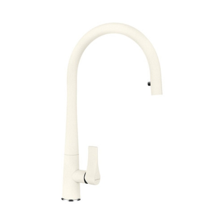 Висок кухненски смесител с изтеглящ се душ Gota, керамичен патрон, Cristadur Magnolia