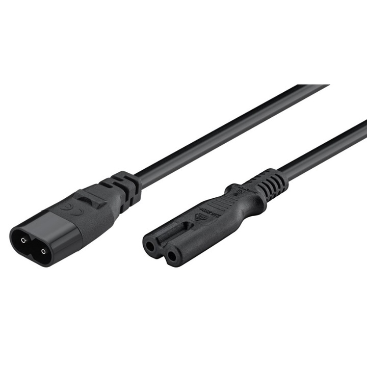 Захранващ удължителен кабел Goobay, 2x 0,75 mm², 2 m, черен