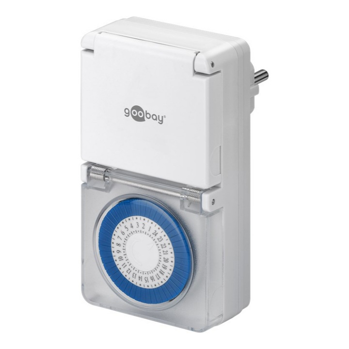 Temporizator de curent mecanic, Goobay, IP44, 16A, Alb