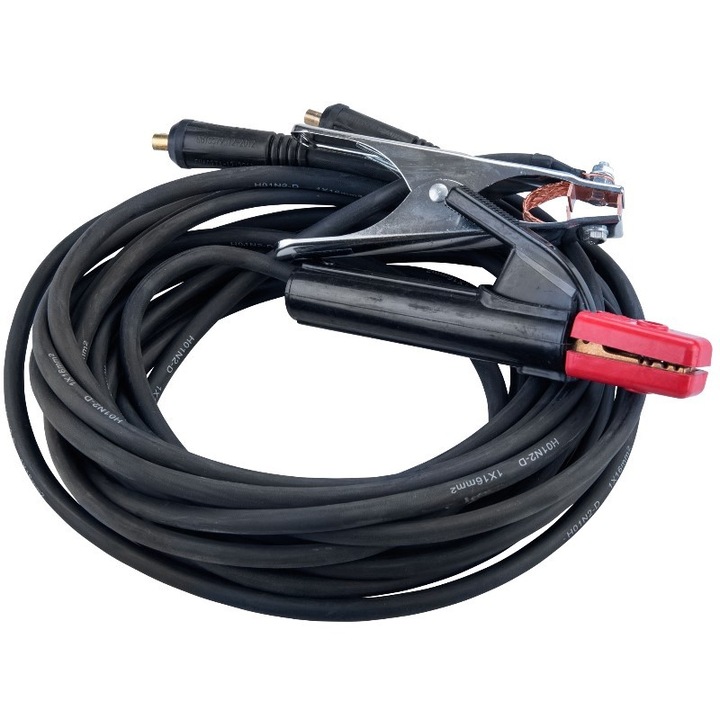 Set cablu de sudura cu cleste port-electrod 200A, Extol Premium, 10-25 mm, 16mm2, 5 metri