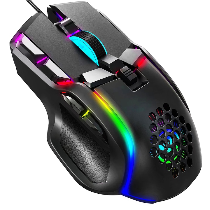Mouse Profesional ergonomic pentru Gaming & Office ODISSEY LIFE®, 12800 DPI 6 trepte, Iluminare RGB, 10 Butoane, Programabil