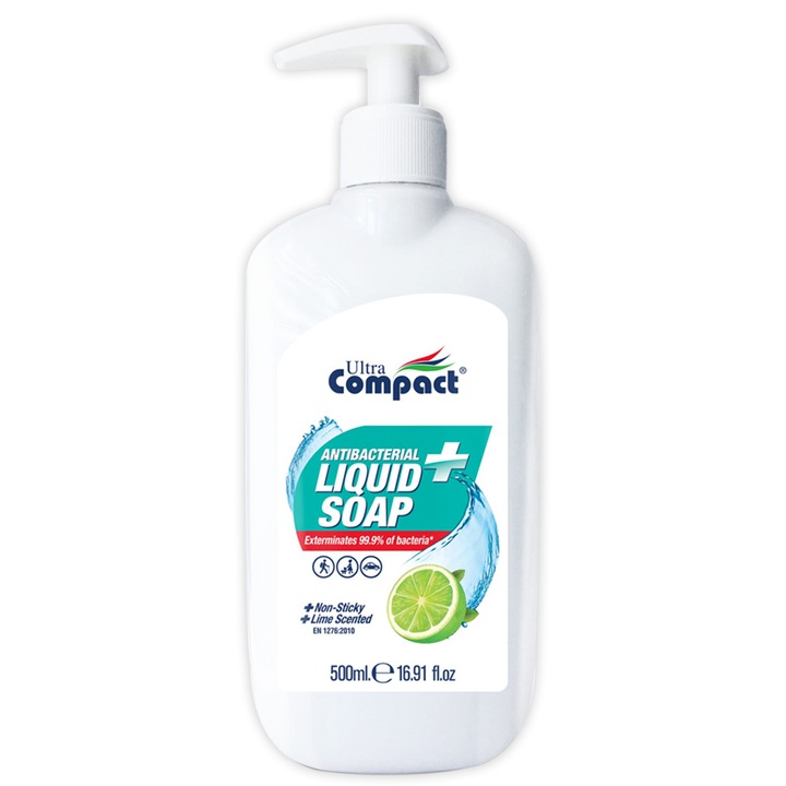 Sapun lichid ANTIBACTERIAN, conform certificare EN 1276:2010, Ultra Compact, 500 ml