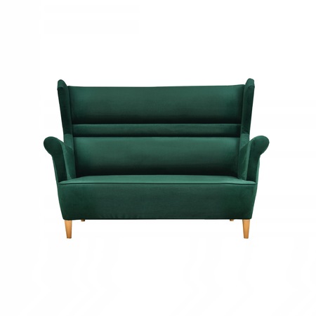 Canapea dubla Zoja Family Meble, Stil scandinav, Catifea/Lemn, Verde inchis, 149x92 cm