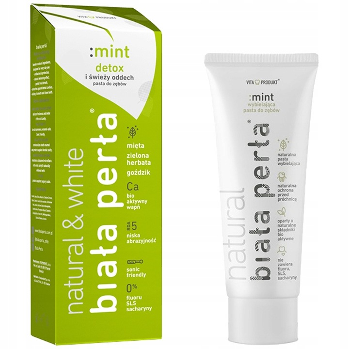 Biala Perla White Pearl Fogkrém, természetes menta, fluorid nélkül, 75 ml