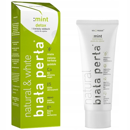 Pasta de dinti, White Pearl, menta naturala, fara fluor, 75 ml