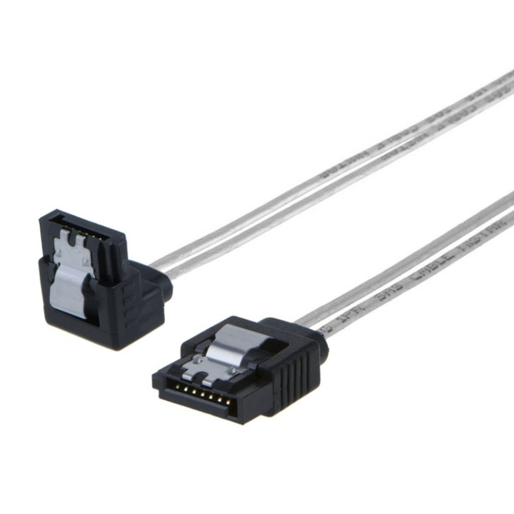 Cablu, PowerTech, SATA III 7 pini/7 pini 90°, 0.3 m, Gri