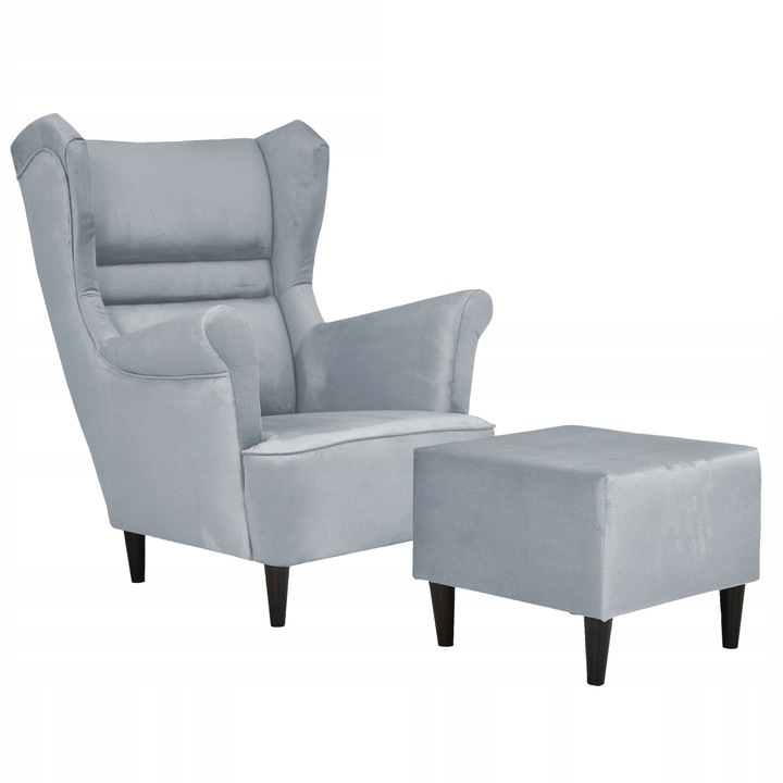 Zoja fix fotel Scandinavian bársony ottoman, sötétszürke, 104x84x92 cm