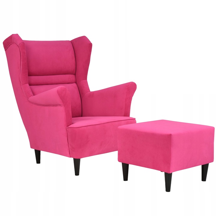 Fotoliu Fix Zoja Scandinav Puf Din Velur, Magenta, 104x84x92 cm