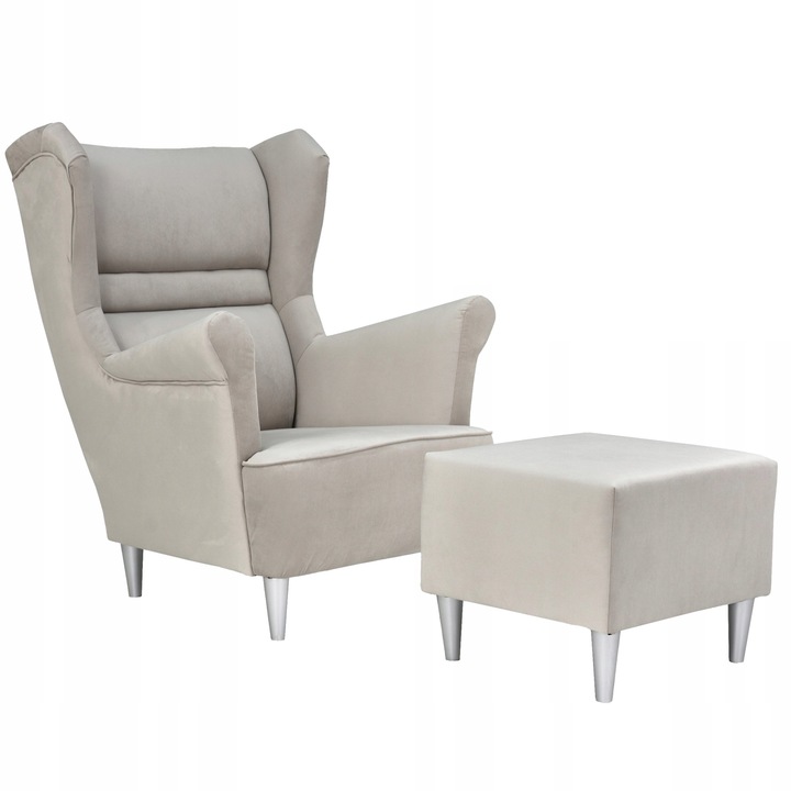 Zoja fix fotel Scandinavian Velvet Puff, világos bézs, 104x84x92 cm