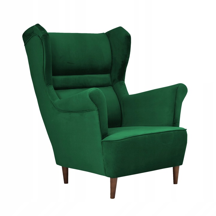 Fotoliu Fix Zoja Scandinav Puf Din Velur Sufragerie, Verde smarald, 104x84x92 cm