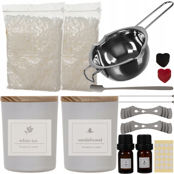 Kit pentru acasa pentru fabricarea lumanarilor artizanale, Zola®, 36 elemente, arome