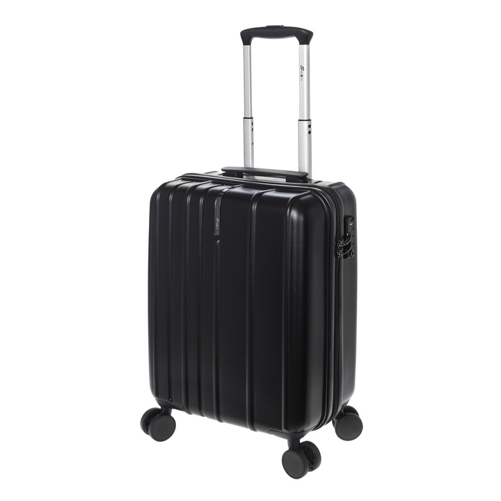 Куфар Stelxis ST 538, за ръчен багаж, 54.5 cm, С 4 колела, ABS, Черен