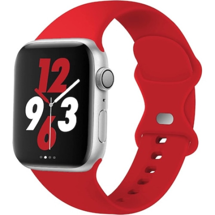 Curea smartwatch, Qgkpl, Silicon, Compatibila cu Apple Watch 6/5/4/3/2/1, Display 38/40 mm, Rosu
