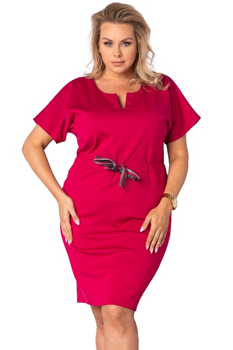 Rochie formala Renia, Karko, Viscoza/Poliester, Snur talie, Amarant