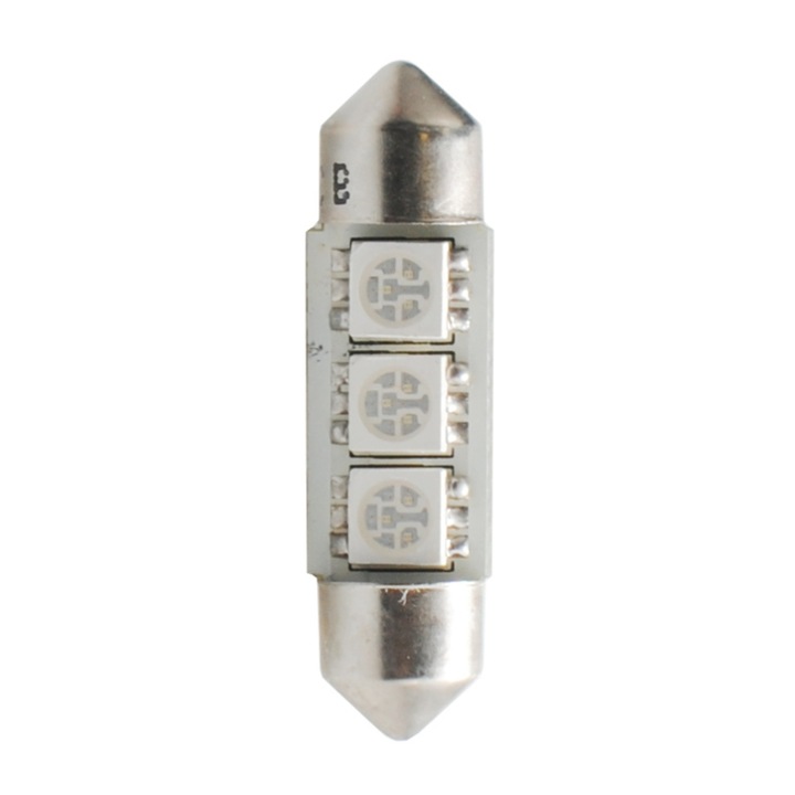 Bec LED auto, M-Tech, C5W/C10W, 12V, 36 mm, Albastru