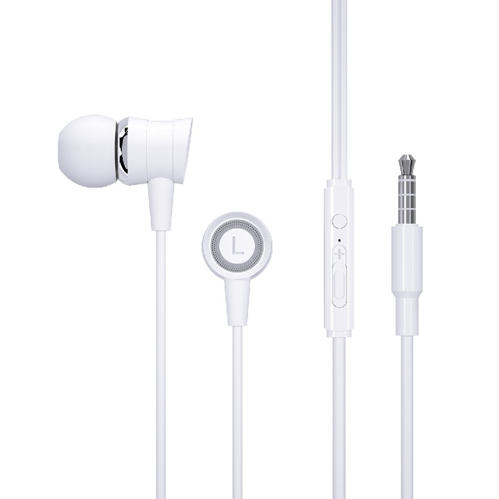 Casti cu microfon, PZX, 3.5mm, Alb