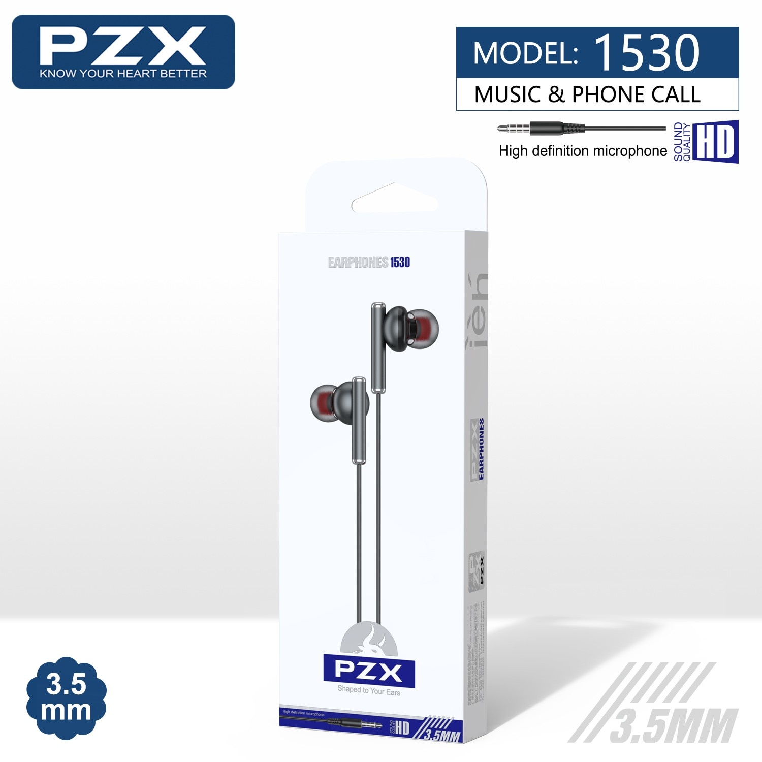 Casti cu microfon PZX, 1530, 3.5 mm, Gri
