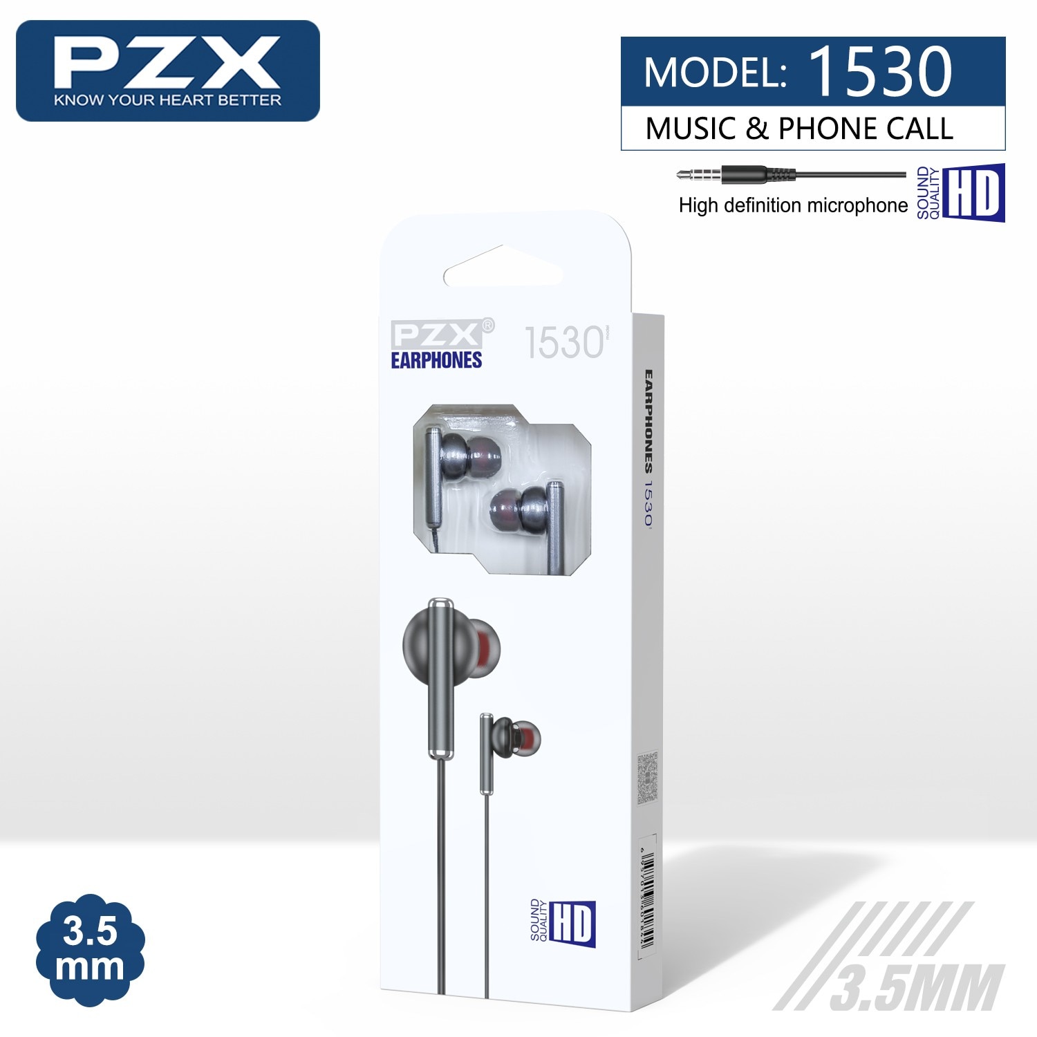 Casti cu microfon PZX, 1530, 3.5 mm, Gri