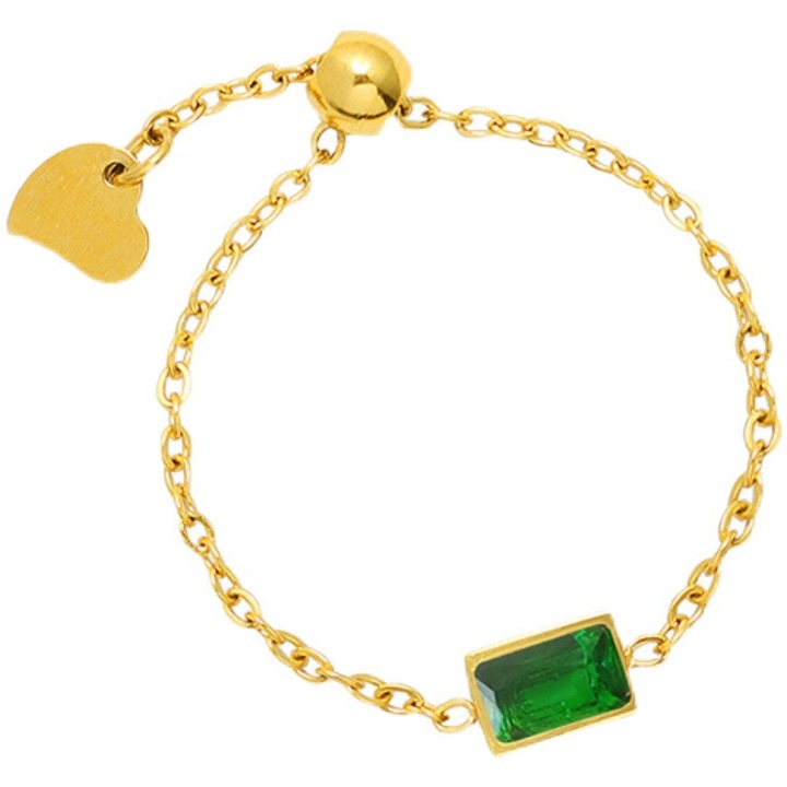 Set inel/colier, Smarald, Auriu/Verde