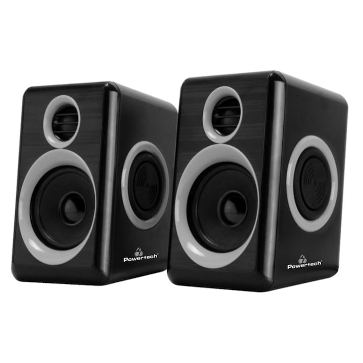 Тонколони PowerTech Premium sound, 2 x 3W, 3.5 mm щепсел, черен
