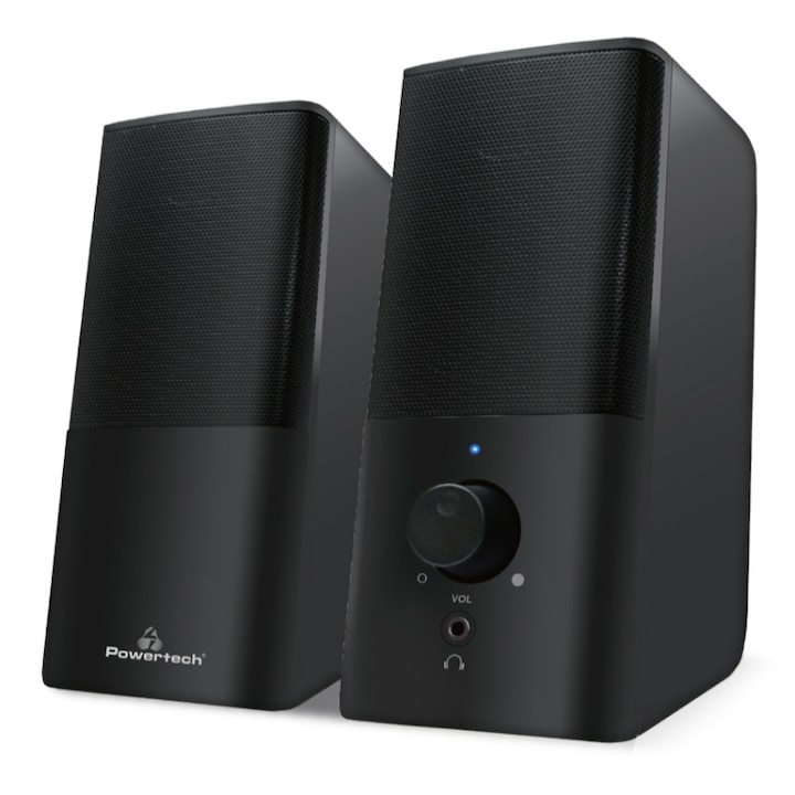 Високоговорители 2.0 PowerTech Premium sound, 2 x 3W, 3,5 mm щепсел, черен