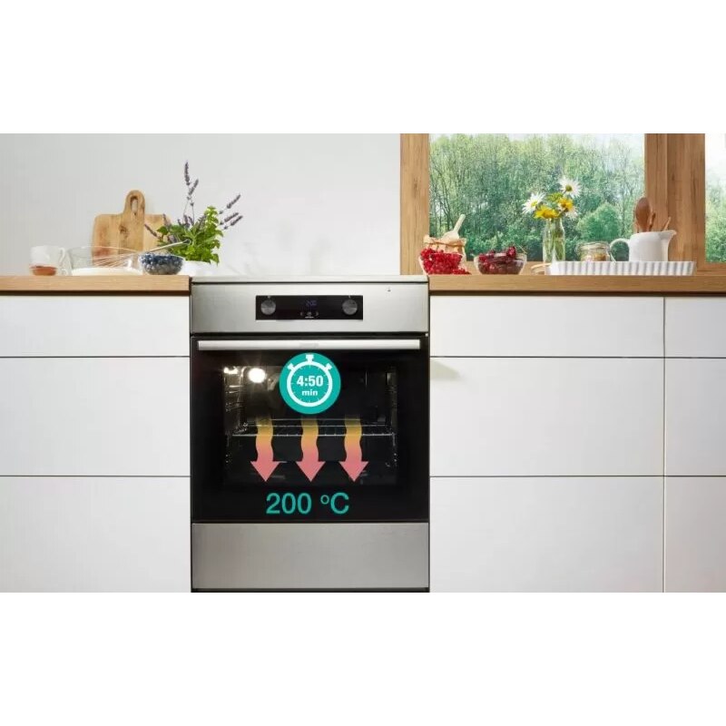 Aragaz vitroceramica, Gorenje, GECS6C70WC, 71 l, 11 functii, Alb