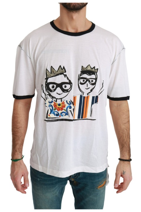 Férfi póló, Dolce & Gabbana, pamut/selyem, fehér, XS