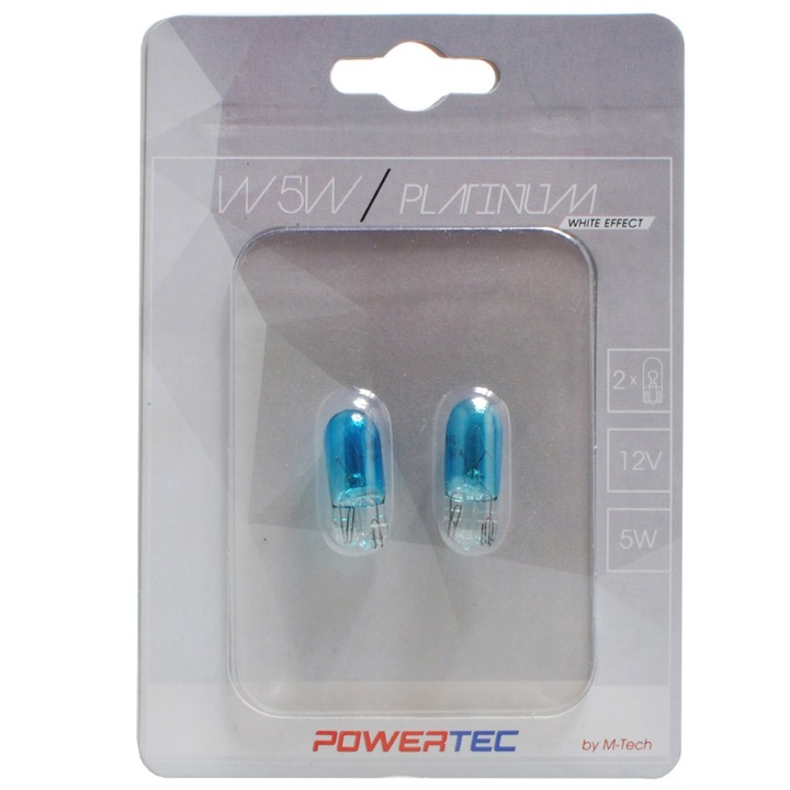 Set 2 becuri, M-Tech, W5W, 12V, 5W, Platinum