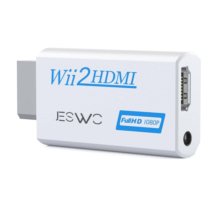 Convertor Wii 2 HDMI, 3,5 mm, 1080P, Alb